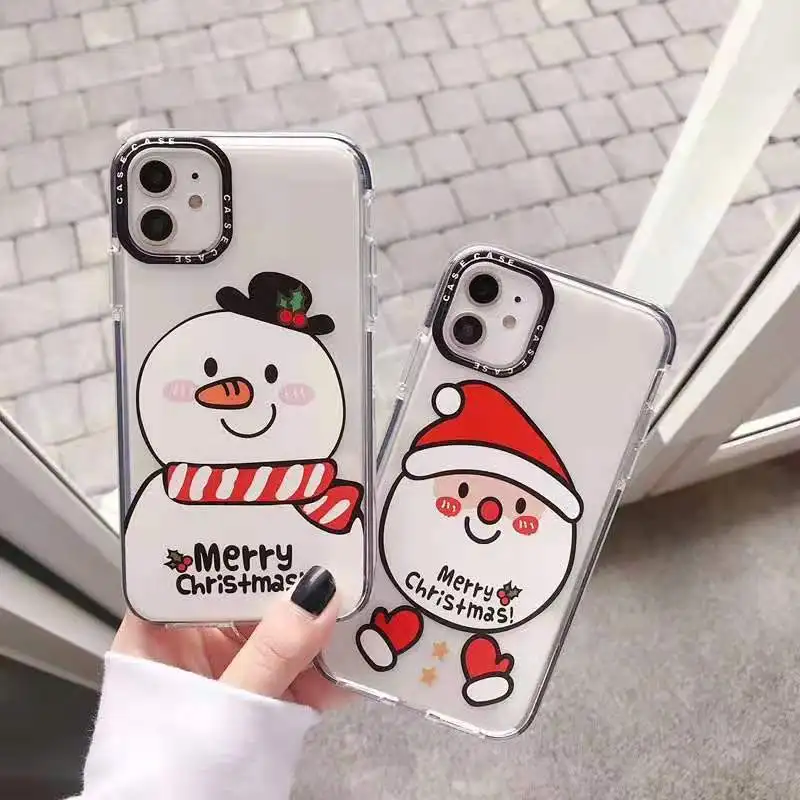 Для iphone 11 чехол милый прозрачный ТПУ Снеговик Санта Клаус силиконовый для pro max 7 8
