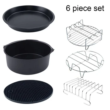

6Pcs/set 7 Inch Air Fryer Accessories Baking Pizza Pan High Quality Kitchen Tool For Gowise Phillips Cozyna Secura Fit All 3.2QT