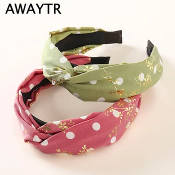

AWAYTR Dot Printing Knot Headbands for Women Simple Fabric Girls Hairband Women Hair Accessories Wide Side Hair Band