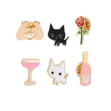 Европа и Америка Набор брошь MacBook пары медовый месяц бутылка вина чашка кошка роза цветок воротник булавка эмаль брошь