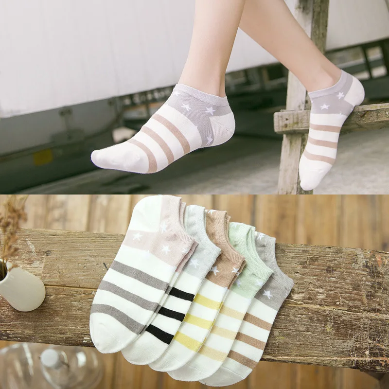 

korean style women socks short cotton striped boat ankle 2019 streetwear modis fashion calcetines cortos cool 1 pair