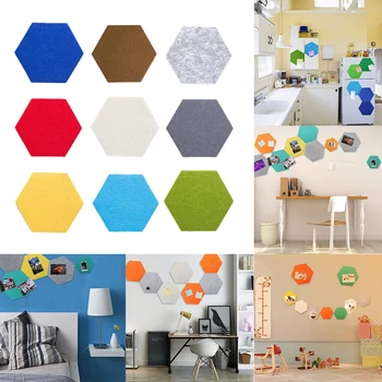 

1pc Multifunction Hexagon Felt Bulletin Memo Photo Pin Board For Wall Decor Self Adhesive Colorful Cork Boards