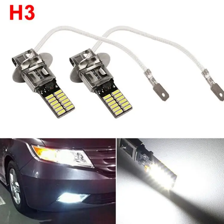 2 Pcs 12v Alloy Car Fog Lamp Car H3 4014 6000k Waterproof Headlight