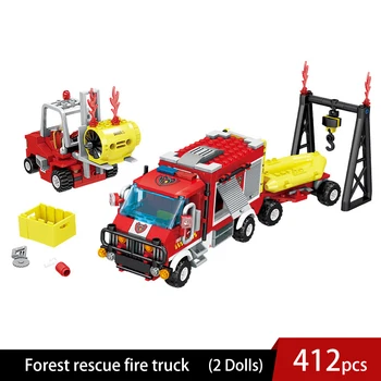 

412pcs Forest Rescue Fire Truck Model Building Blocks City Fireman 2 Figures Car Bricks DIY Construction Toys for Children Gift