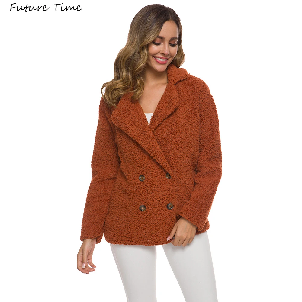 

Jackets and Coats for Winter 2019 Autumn Women Jacket Loose style Plus Size Faux Cashmere Long Sleeve Solid Color Warm C1963