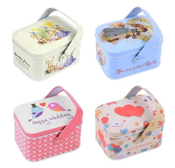 

1Pc Metal Box New Arrival Vintage Small Suitcase Tin Candy Gift Box Cookie Chocolate Box for Wedding Gift