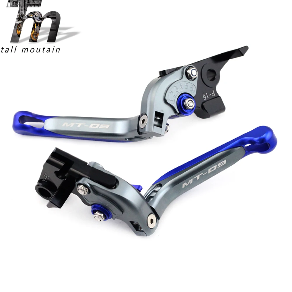

Brake Clutch Lever For YAMAHA MT-09 MT09 Tracer FZ-09 2014-2018 15 16 17 Titanium+Blue Folding Extendable Motorcycle logo MT-09