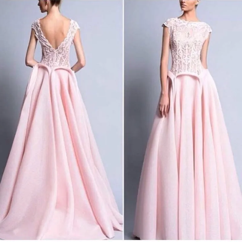 Vestido de noiva, розовое длинное вечернее платье трапециевидной формы с глубоким v-образным вырезом на спине, прозрачный кружевной лиф из органзы, платье для матери невесты