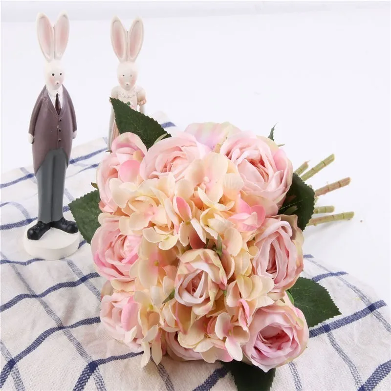 Искусственные Сатиновые розы/украшение на свадьбу букет королевские розовые шелковые цветы для домашнего свадебного украшения вечерние украшения поддельные декоративные цветы - Цвет: E