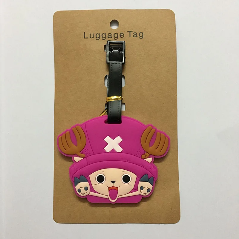 One Piece Luggage Tags PVC Baggage Name Tags Luffy Anime Cartoon Travel Suitcase Label Holder Creative Gift Travel Accessories