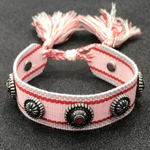 Ювелирные изделия zlxgirl смешанные цвета хлопчатобумажная пряжа Плетеный заклепки выдвижной браслет подходит для мужчин и женщин рождественские подарки