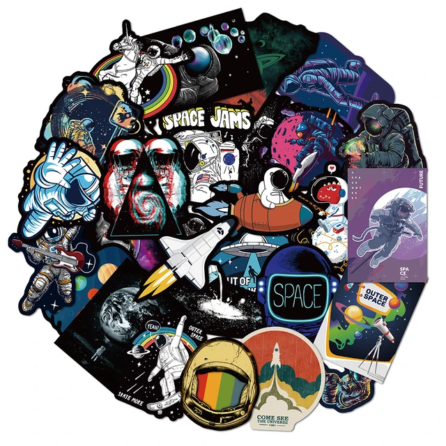 10/30/50PCS Outer Space Astronaut Graffiti Stickers Cartoon DIY Skateboard Fridge Motorcycle Luggage PVC Waterproof Sticker Toy 5