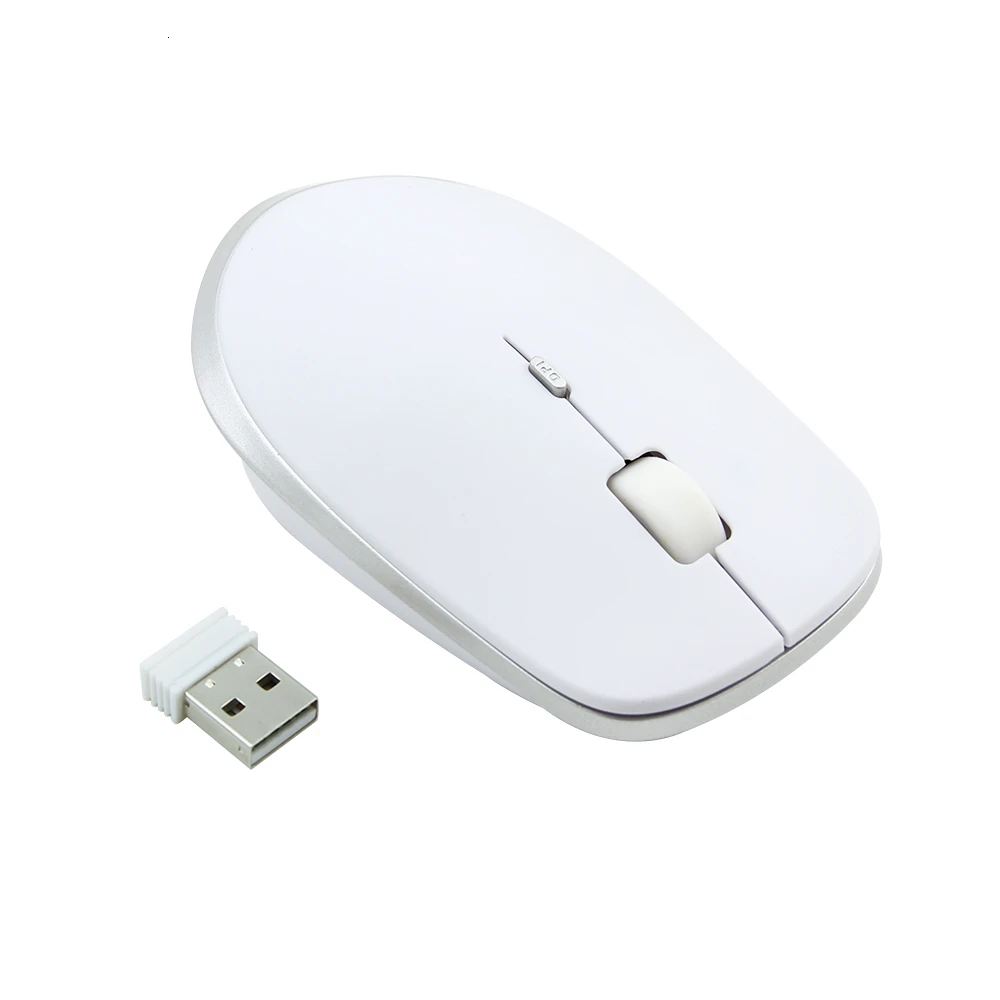 Белый CHYI Беспроводная мини тонкая компьютерная мышь эргономичная Usb оптическая Бесшумная Mause розовая портативная ультратонкая 3d ПК мышь для ноутбука - Цвет: Белый