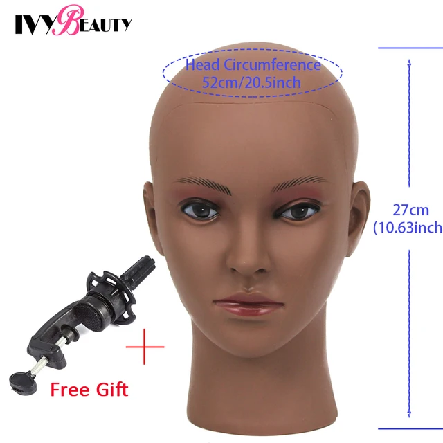 Female Bald Mannequin Head With Stand Cosmetology Practice African Training Manikin Head With Wig Stand Tipod For Mannequin Wigs Head With Clamp