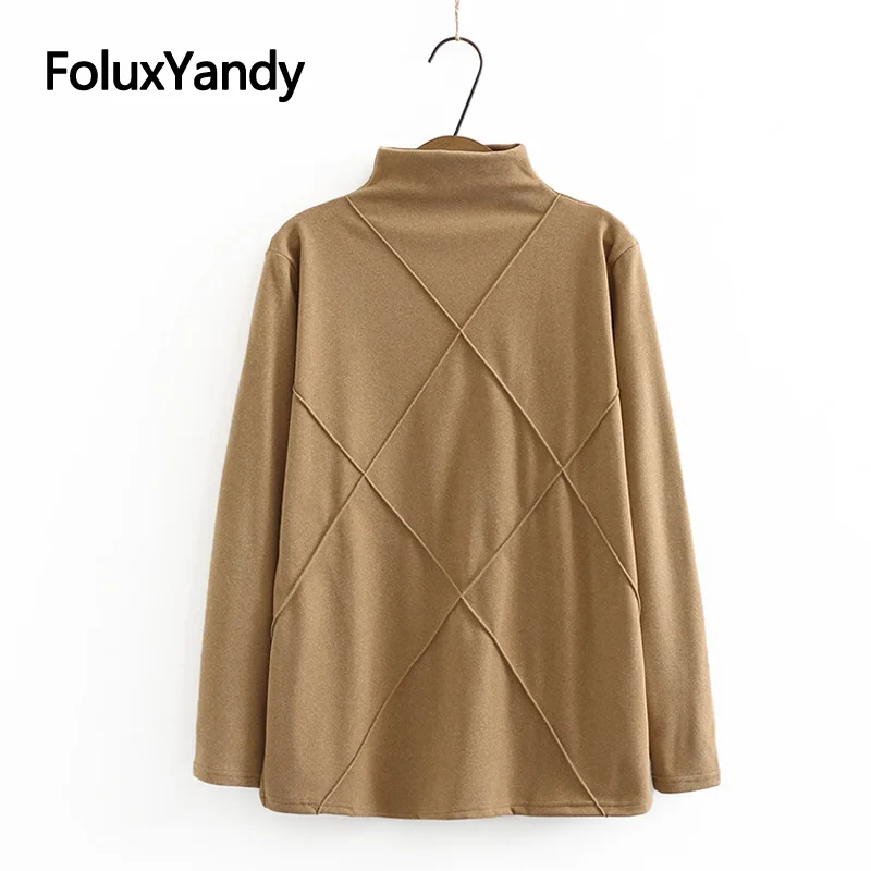 

2020 Autumn Winter Tops Thick Long Sleeve T-shirt Plus Size 3 4 5 XL Casual Women's Turtlneck Tops Tees 4 Colors KKFY5048