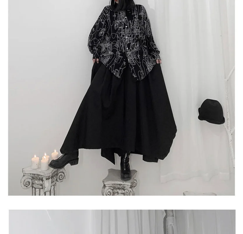 [EAM] High Elastic Waist Black Leisure Long Wide Leg Trousers New Loose Fit Pants Women Fashion Tide Spring Autumn 19A-a637