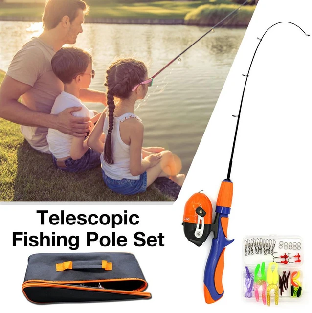 Kids Fishing Pole Set, Portable Telescopic Fishing Rod, Lure and Reel Combo  Kit