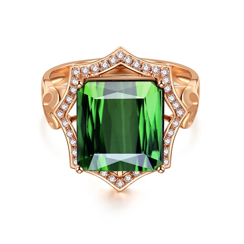 

Exclusive design of colourful treasure series Rose-plated Golden Princess Square Coloured Gem Girls ring