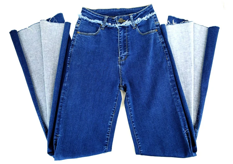Autumn Personalized Women Side Slit Jeans High Waist Cool Denim Wide Leg Pants Trousers Boyfriend Jeans for Women WICCON