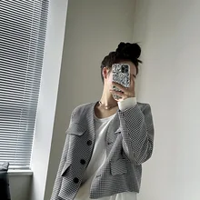 @ Yyds houndstooth engrossado algodão jaqueta feminina inverno versão coreana magro casual pequeno homem jaqueta de algodão