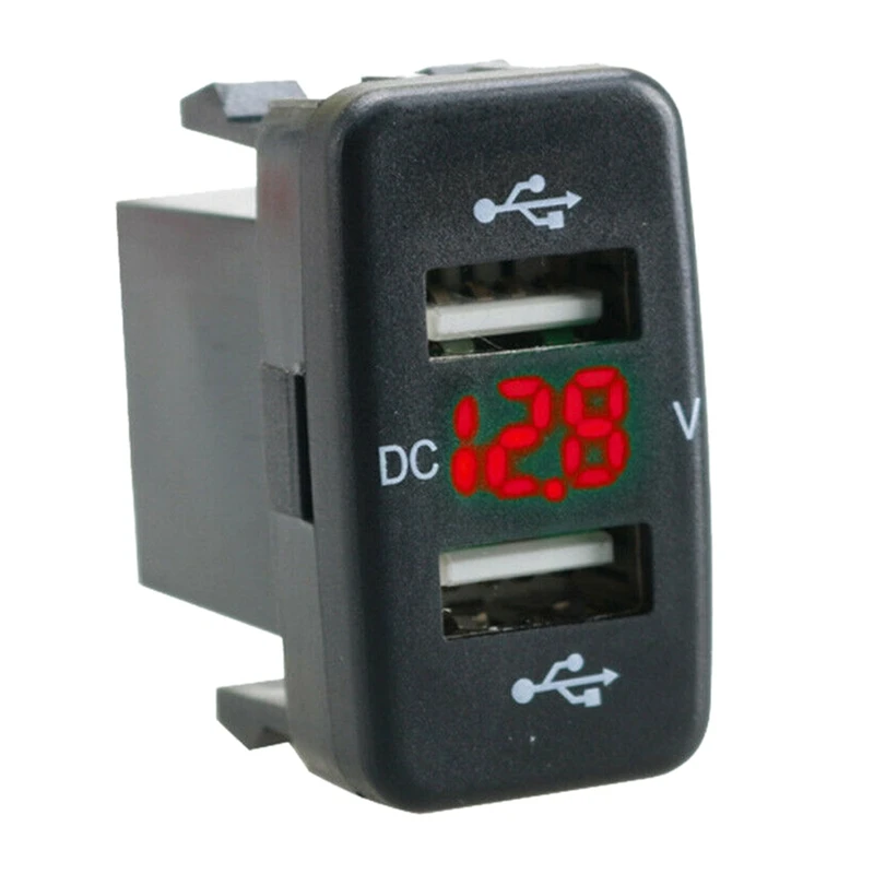 

Car Charger Socket Dual Usb Port Charging Volt Display Adapter Fit for Toyota