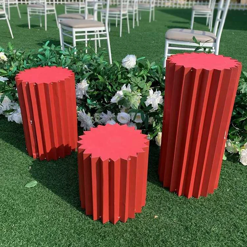 Red (3 pieces) Свадебный реквизит Свадебная сцена оригами колонна Свадьба Добро пожаловать области Орнамент Дерево-кусок набор магазин окно дорога Руководство украшение макет - Цвет: Red (3 pieces)
