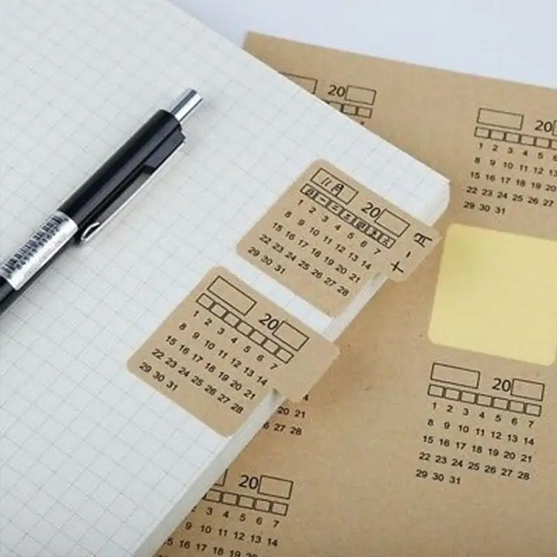 

2 Pcs 21*11.5cm Monthly Calendar Index Sticker Universal Handwritten Calendar Imported Kraft Paper Stickers Student Stationery