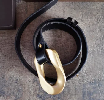 

ins influencer love Women designer belt fashion 2020 good quality black Pu waistband metal big gold buckle belts