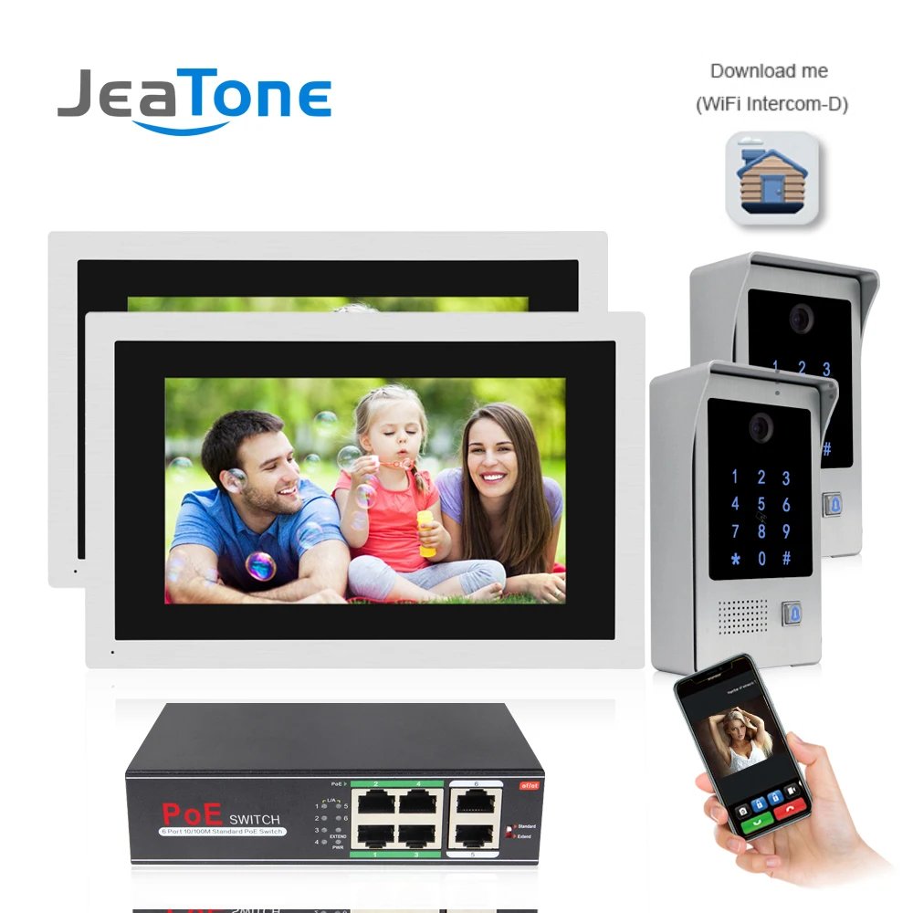 10 inch WIFI IP Smart Wired Video Door Phone Intercom Entry Smart System Touch Screen With RFIC Function Access Control System