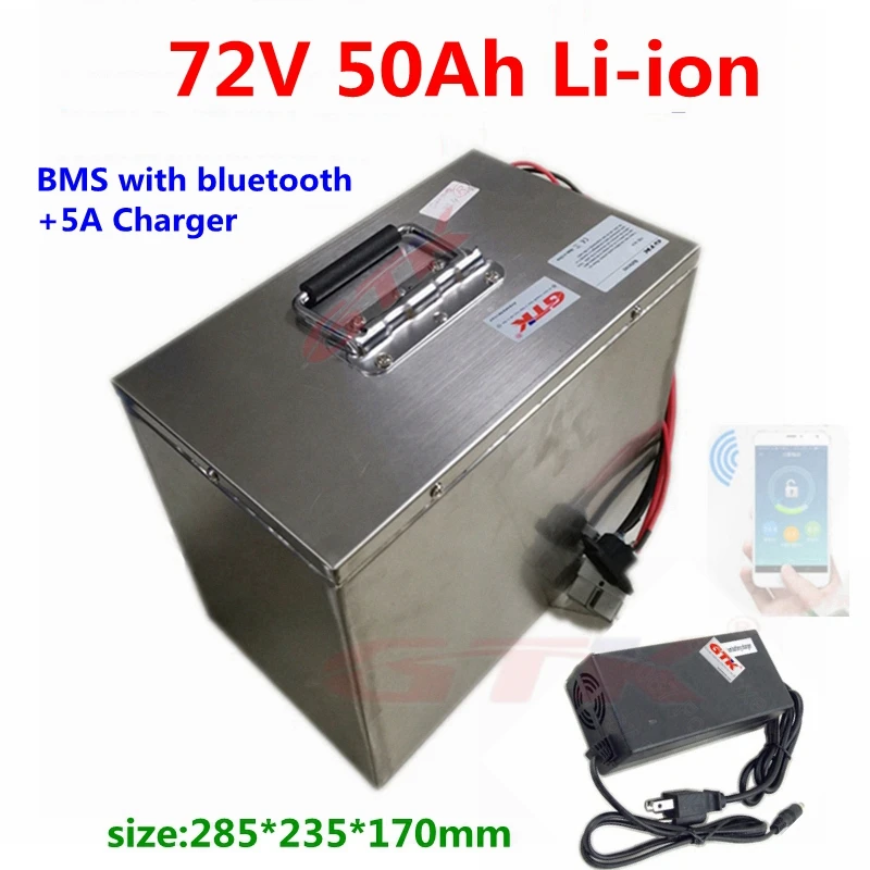 Водонепроницаемый 72V 50Ah литий-ионный аккумулятор BMS 20S с функциями bluetooth для скутера мотоцикла ebike+ 10А зарядное устройство