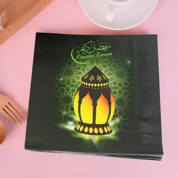 

20pcs/set Muslim Ramadan Napkin Eid Al-fitr Decoration Party Printed Decor Tissue With Eid Paper Decoration Facial G6C9