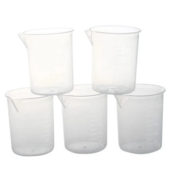 

5 pieces of 100 ml Transparent measuring cup Laboratory plastic measuring cups