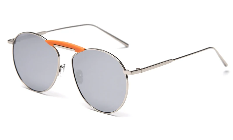 silver mirror lens Kachawoo поляризационные солнцезащитные очки, мужские, металлическая оправа, красные, желтые, женские солнцезащитные очки, зеркальные, Ретро стиль, унисекс, мужские, для вождения, UV400, летние - Цвет линз: silver mirror lens