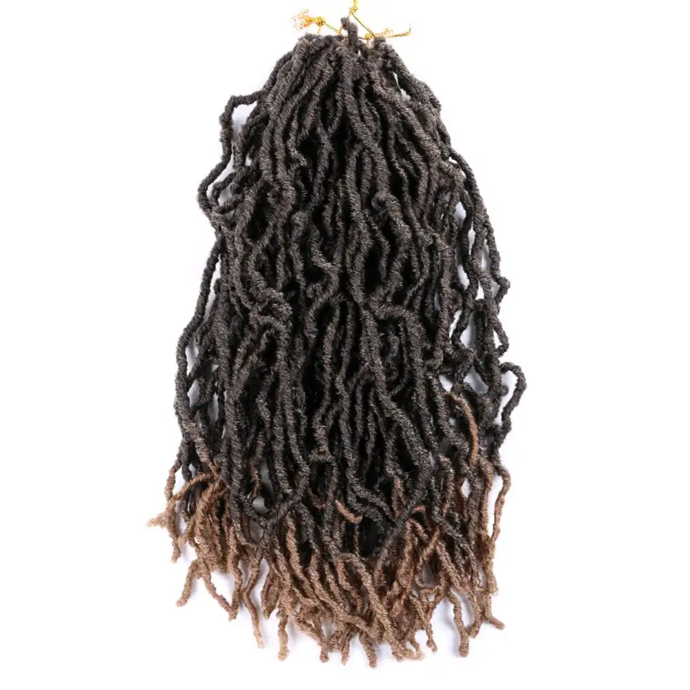 Pervado Hair 18inch Nubian Micro Locs Synthetic Braiding Hair Extension Black Brown Ombre Faux Locks Crochet Braids