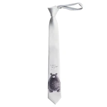 Новинка, мужской галстук, дизайн, для мужчин, wo, ручная роспись, медведь, медведь, серебряный, с принтом, галстук, забавный, художественный, школьный стиль