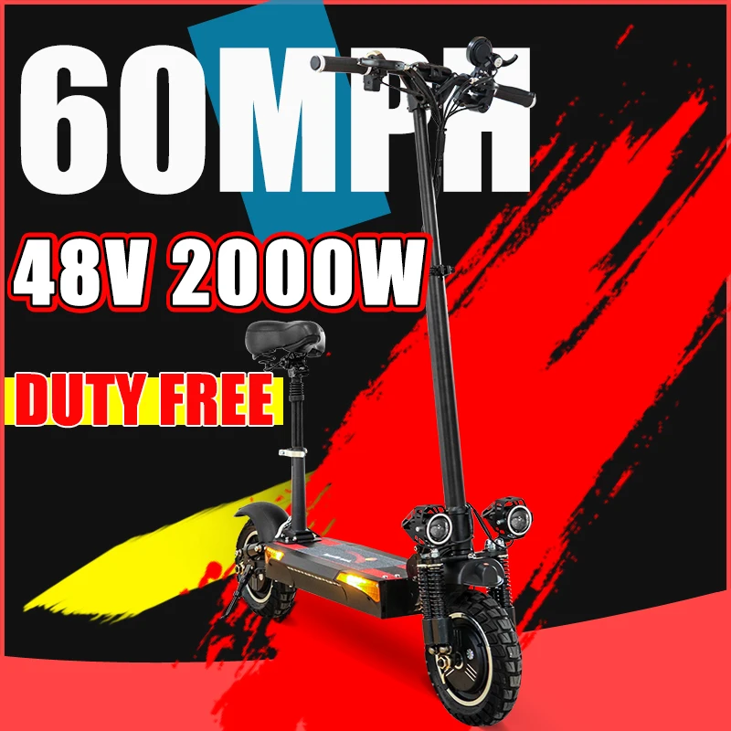 

Adult Electric Scooter Dual Drive Motor Electrical Skateboard Computer Display Waterproof Ebike Offroad Powerful Kick Scooter