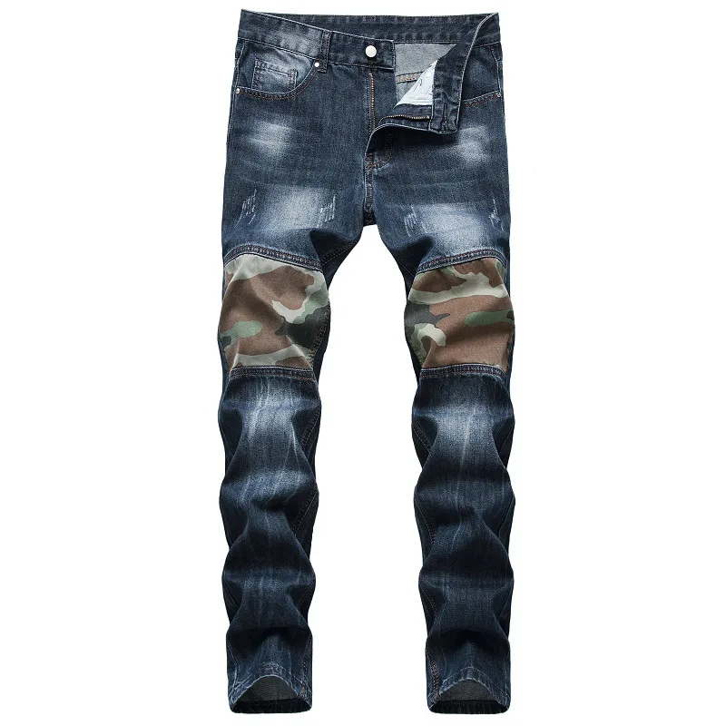 Hot Sale 2021 New Designer High Quality Moto Bike Straight Jeans Pants For Male Trouers Plus Size 42 Denim Casual Pants  jeans