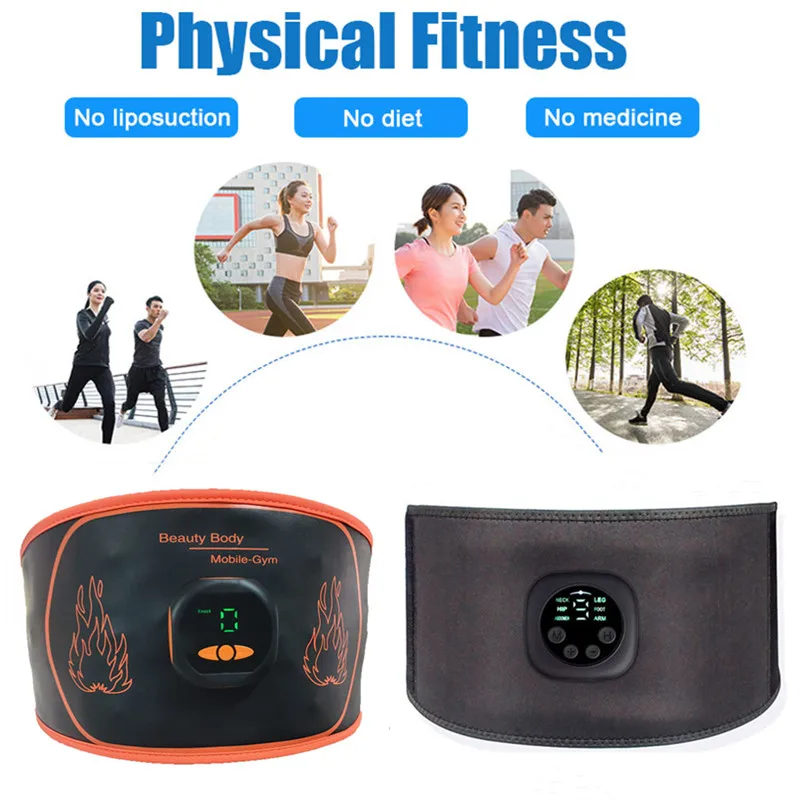 EMS Smart Abdominal Muscle Stimulator Slimming Belt Weight Loss Exercise Gear Home Fitness Relaxation Waist Massage Instrument