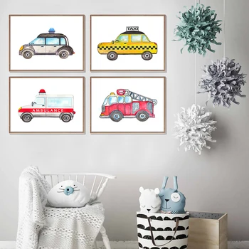 

Rescue Vehicles Poster Trucks Car Art Transportation Decor Nursery Poster Baby Boy Nursery Kids Painting Wall Art Nursery Decor