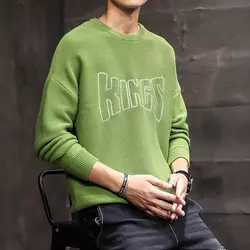 Свитер Мужской Хлопковый синий зеленый пуловер и свитер для мужчин мужской 2019 Повседневный осенне-зимний пуловер мужской желтый свитер