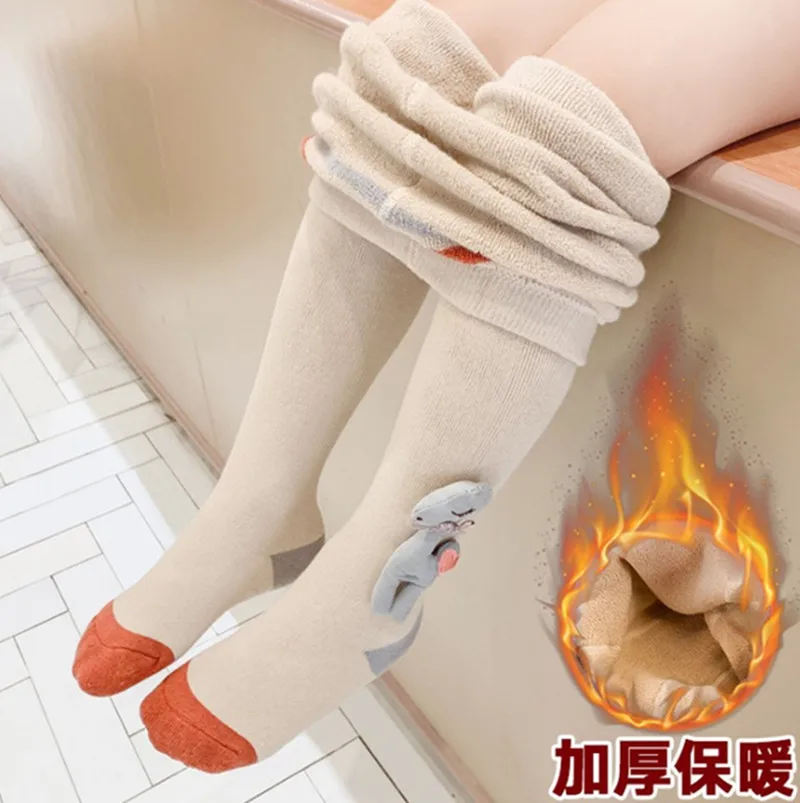 

Children's Pantyhose Autumn Winter Cartoon Puppet Combed Cotton Terry Thickened Girl Pantyhose Pants Wholesale 2-7 Years