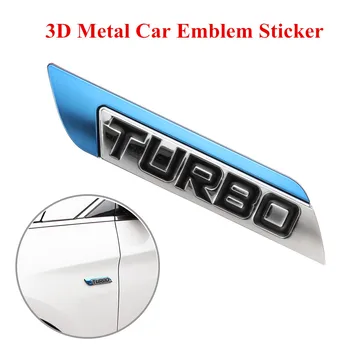 

Hot Red/Blue 3D Metal Turbo Logo Car Body -Fender Emblem Badge Decal Sticker