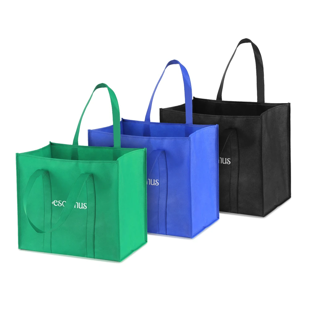 

Esonmus 6pcs Wide Bottom Multipurpose Reusable Non-Woven Large Grocery Tote Bags Foldable Shopping Bags Storage Handbags