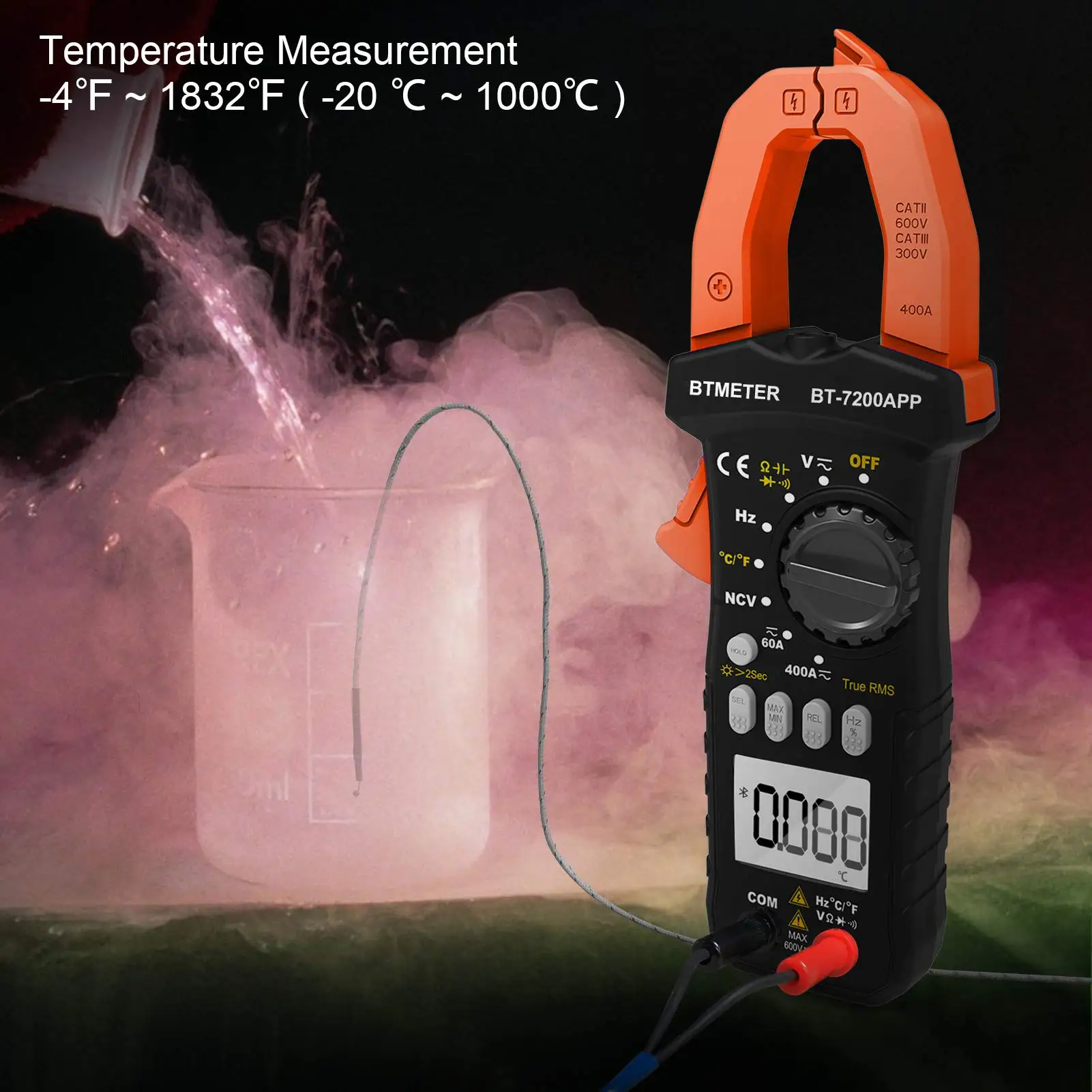 

BTMETER BT-7200APP Ammeter ACV/DCV ACA Auto Range Measurement of large capacitance Ohm NCV True RMS Digital clamp meter