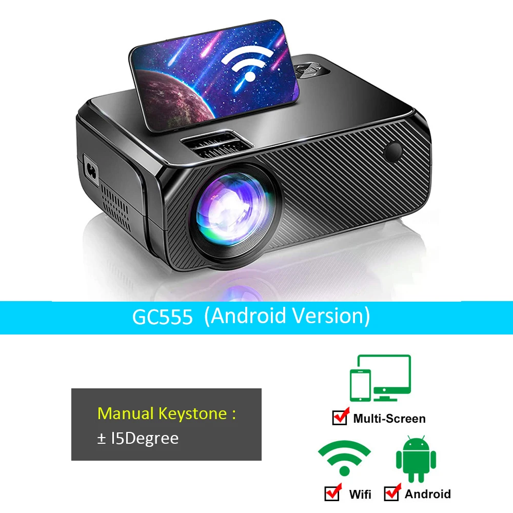 hd projector VCHIP GC555 4K Projector Protable projector 1080P mini Proyector For Home Theater 3D WiFi Portable Media Player Christmas gift samsung 4k projector Projectors