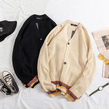 Кардиган мужской свитер черный Свободный Повседневный Эркек Монт Уродливый Рождественский свитер Harajuku Pull Homme мужские и женские корейские свитера