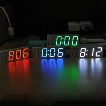 

DS3231 Electronic DIY 0.8inch Dot Matrix LED Clock Kit Digital Display Green Red Blue White Light 5V Mciro USB Car Clock