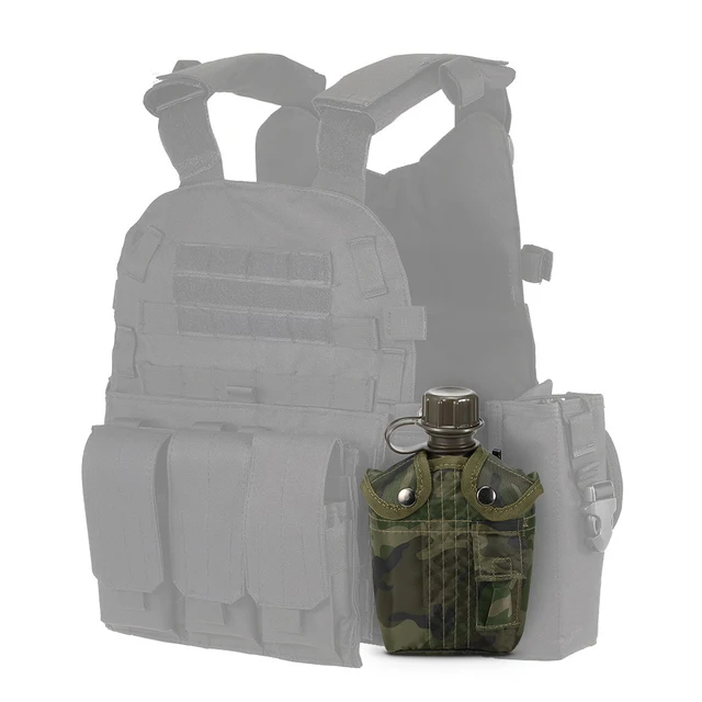 1L Outdoor Military Canteen Bottle Camping Hiking Backpacking Survival Water Bottle Kettle with