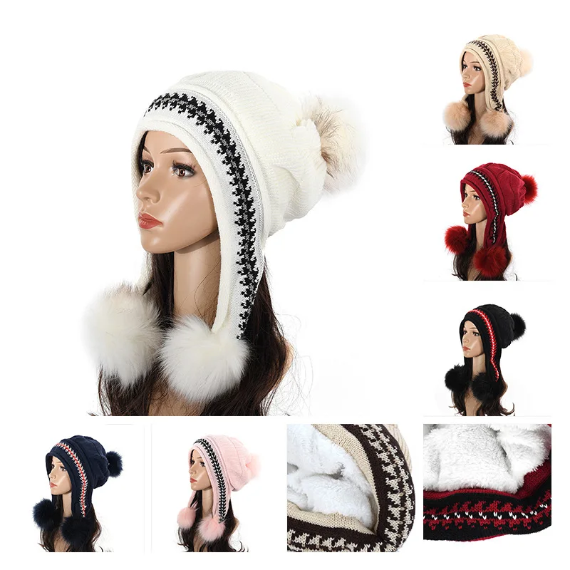 

Single-hat Wool Hat Female Winter Thickening Heating and Ear Protecting Knitted Hat Winter Fashion Hundred-set Korean Chao Hat