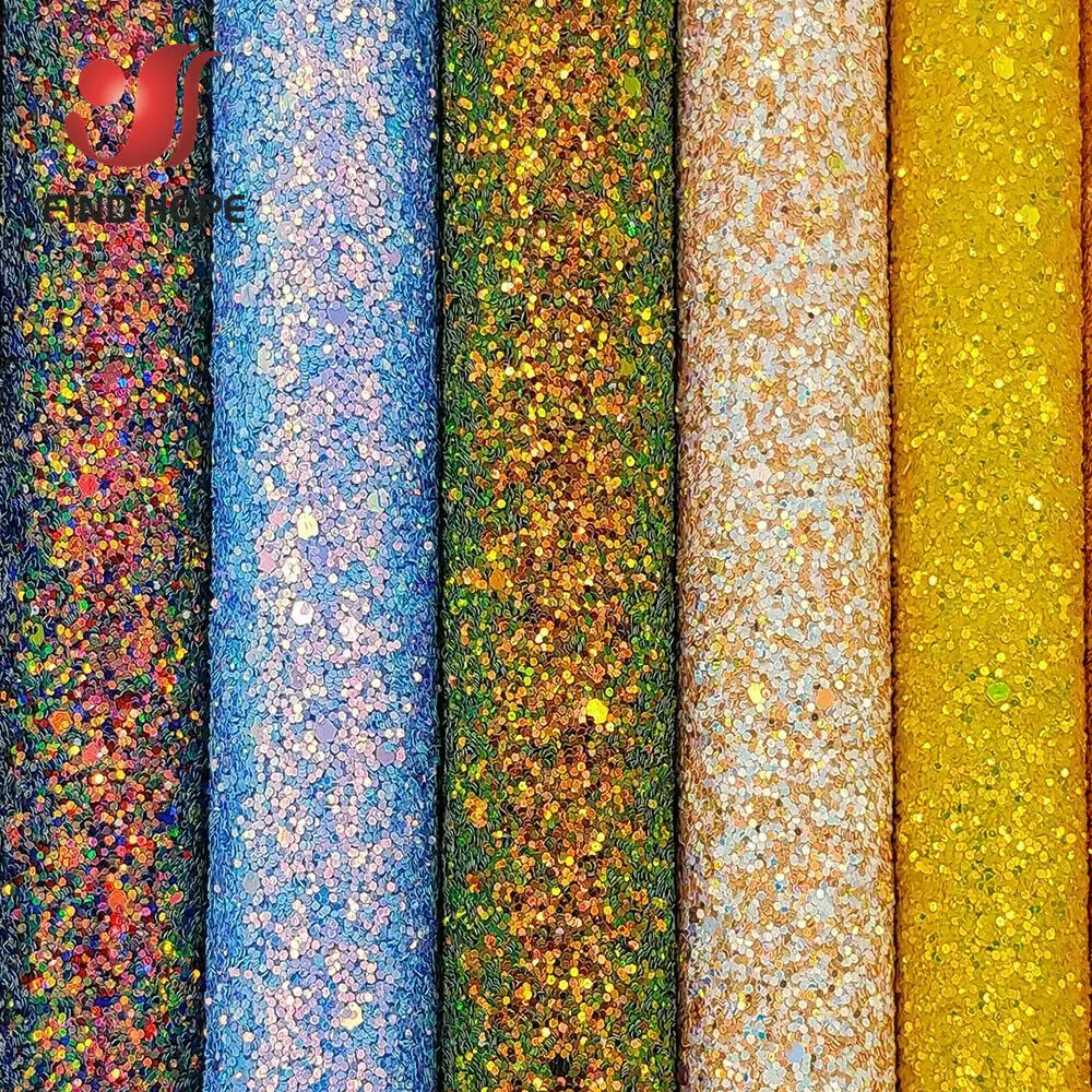 Leather fabric A4 20*30CM iridescent Chunky Glitter Faux Leather Fabric Sparkly Rainbow Vinyl Hair Bow Decor DIY Handmade Earring Craft Sheet vinyl fabric vinyl sewing fabric glitter fabric
